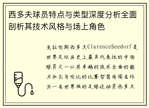 西多夫球员特点与类型深度分析全面剖析其技术风格与场上角色