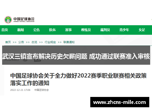 武汉三镇宣布解决历史欠薪问题 成功通过联赛准入审核 武汉三镇宣布解决历史欠薪问题 成功通过联赛准入审核